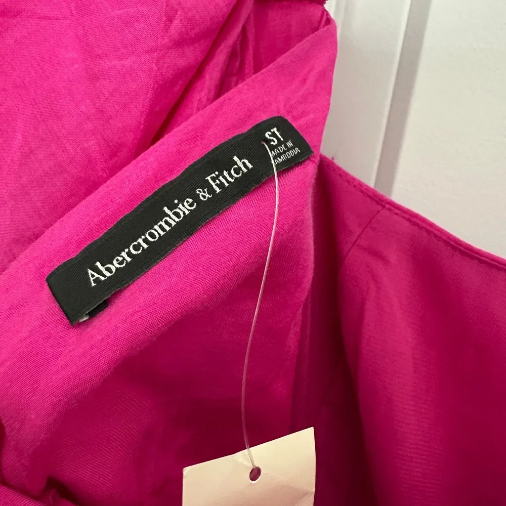 Abercrombie & Fitch Emerson Drama Bow-Back Pink Maxi Dress Tiered Small Tall